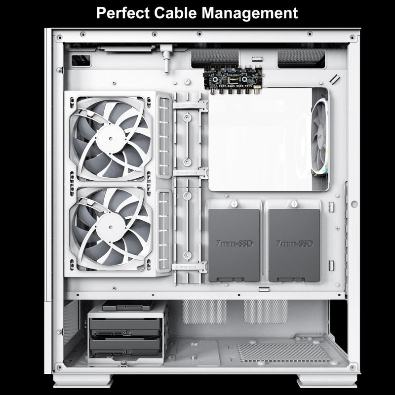 Montech кутия SKY TWO, Mid-tower Case, TG, 4x120mm ARGB Fans, White